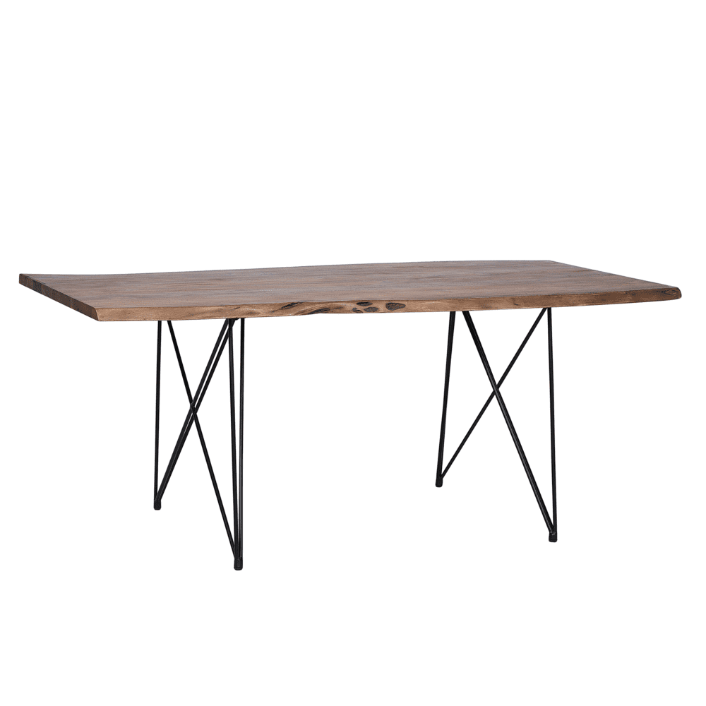 Beliani Drevený hnedý jedálenský stôl 180 x 90 cm MUMBAI